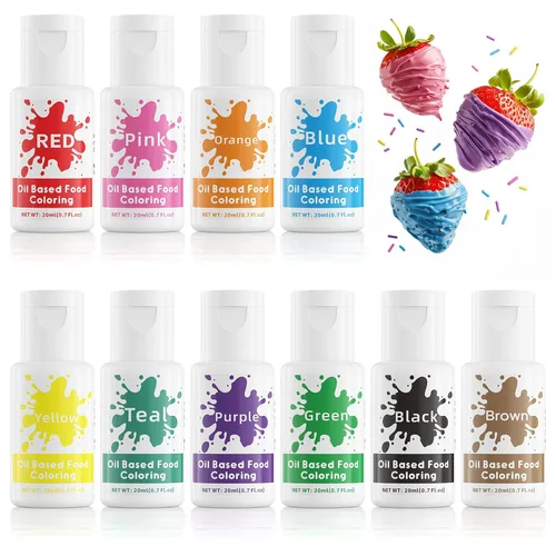 Colorante alimentario a base de aceite para chocolate, 0.7 fl oz, 10 colores, colorante alimentario comestible para derretir dulces de azúcar,