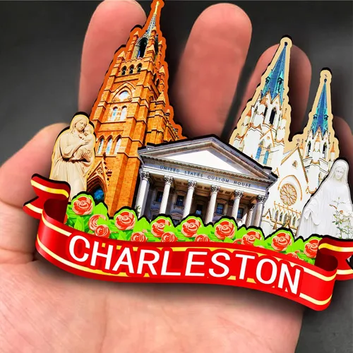 Miniatura 4 de Imán de madera de Charleston de Estados Unidos 3D para nevera, recuerdos coleccionables, decoraciones artesanales hechas a mano