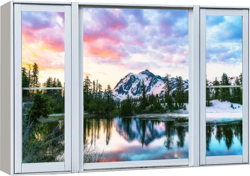 Miniatura 51 de Cuadro decorativo con diseño de ventana moderna blanca con vista, de la marca Wall26®