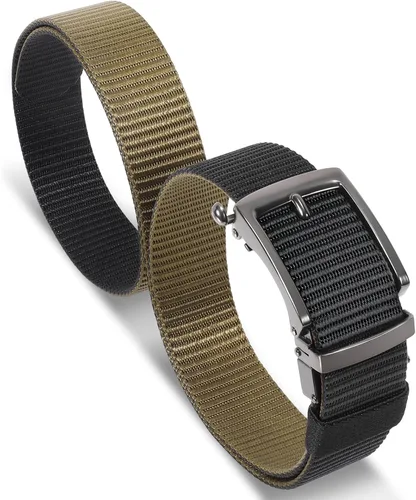 Cinturones de trinquete de liberación rápida para hombre, cinturón de nailon reversible dos en uno para hombre casual y vestido deportivo