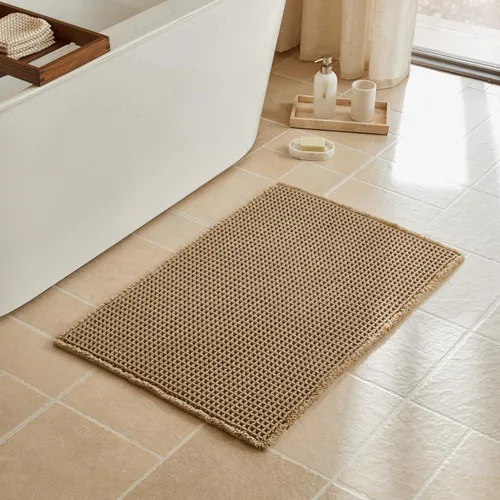 Miniatura 26 de Triohero Tapete de baño con diseño de gofre, tapete de baño pequeño y bohemio, antideslizante, lavable, ultra suave, súper absorbente, de secado