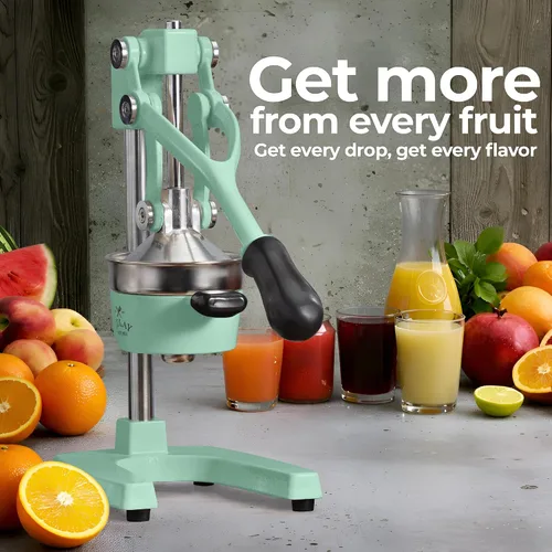 Miniatura 9 de Zulay Kitchen Exprimidor de hierro fundido, exprimidor manual resistente con coladores desmontables para una fácil limpieza, prensa de jugo