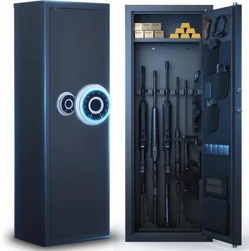 Miniatura 8 de Caja fuerte para armas 12-15 para rifles y pistolas, gabinete grande para armas con bloqueo de teclado digital, caja fuerte de seguridad de acero