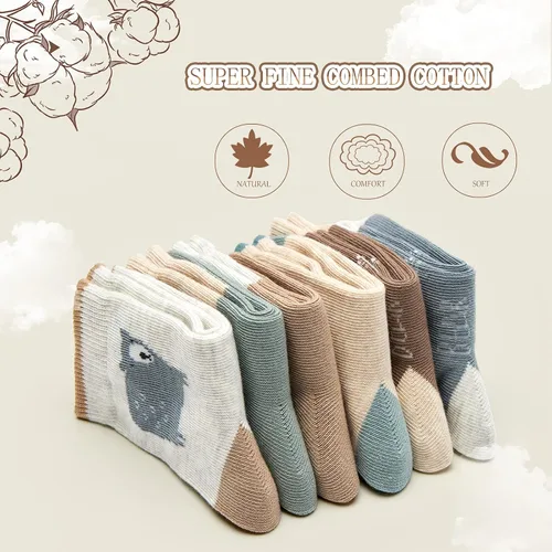 Miniatura 25 de Aisyee Calcetines de algodón para niños, calcetines sin costuras para niños, calcetines coloridos de cuarto de punto, paquete de 6