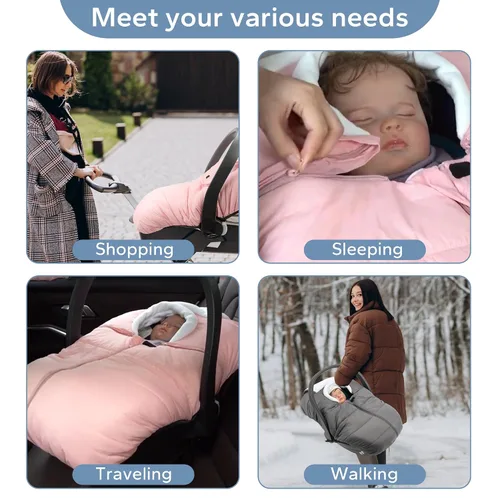 Miniatura 6 de SERAPHY Funda de Asiento de Coche para Bebé de Invierno, Funda de Asiento de Coche para Bebés, Toldo Universal Cálido para Asiento de Coche de Bebé