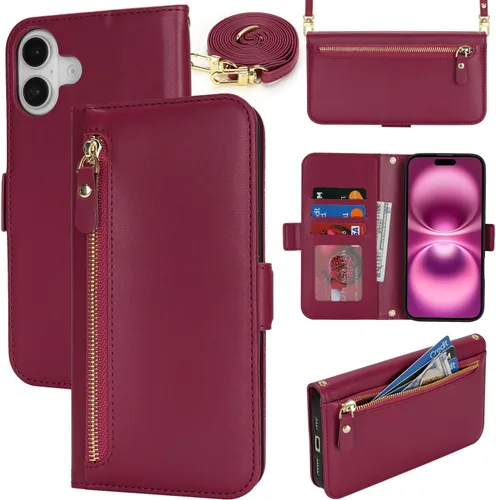 Miniatura 57 de Lipvina Funda tipo cartera para iPhone 12 Pro Max / 13 Pro Max para mujeres, bolsillo con cremallera, funda de teléfono de cuero PU con soporte