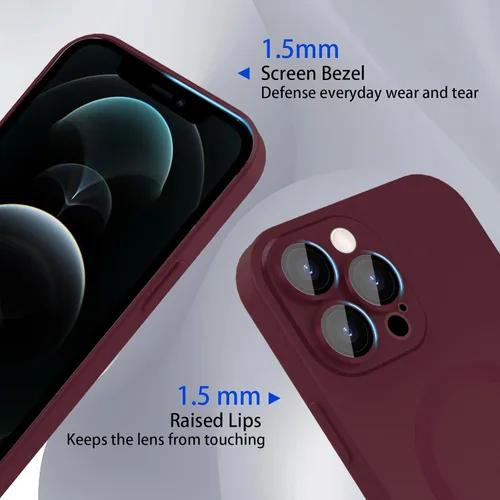 Miniatura 3 de ankofave Funda magnética para iPhone 12 Pro Max para mujer, a prueba de golpes, diseño metálico de lujo mate con protector completo de lente