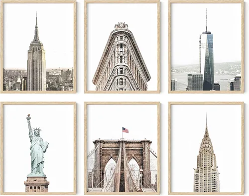 Miniatura 16 de HAUS AND HUES Arte de pared de la ciudad de Nueva York y pósteres de Nueva York, juego de 6 pósteres de la ciudad de Nueva York, decoración de pared