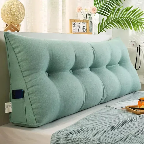 Miniatura 11 de Almohada triangular grande de cuña de lectura, cojín de cabecera para reposo en cama, almohada de forro polar para cabecero, respaldo con funda