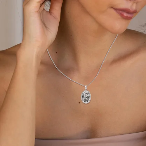 Miniatura 417 de Collar de plata de ley 925 con medalla de San Patrón, colgante de protección católica, amuleto, joyería religiosa para hombres y mujeres