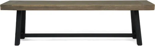 Miniatura 7 de Christopher Knight Home Toby Outdoor Banco de madera de acacia, acabado gris arenado y negro
