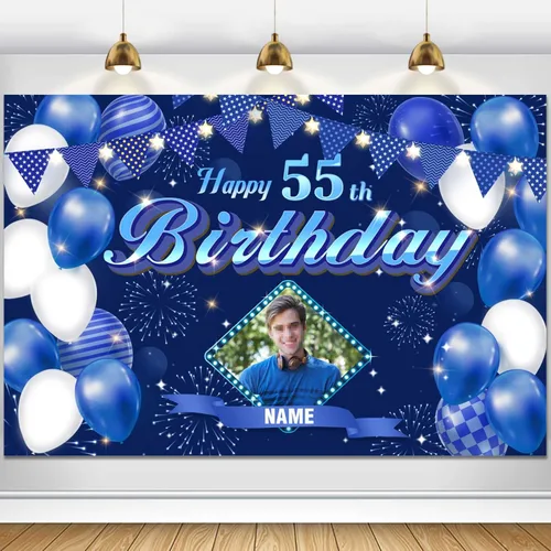 Miniatura 112 de Dicodes Fondo de decoración de feliz cumpleaños número 100 color azul marino personalizado, cartel con purpurina, pancarta, suministros