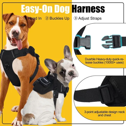 Miniatura 4 de Arnés para perros de tamaño pequeño, arnés de chaleco para perro sin tirones con asa de fácil control, arnés ajustable reflectante para perros que