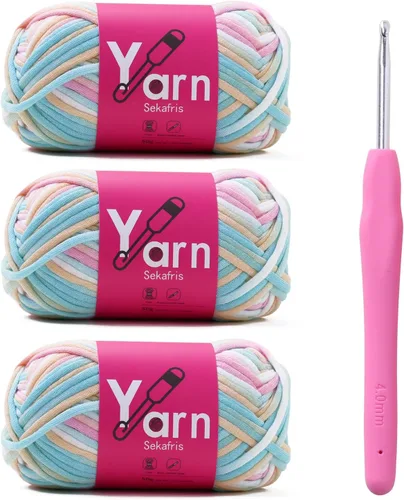 Miniatura 52 de Hilo de Crochet con Hilo de Algodón para Crochet – Hilos de Crochet Tejido para Principiantes con Puntadas Fáciles de Ver – Hilo para Crochet