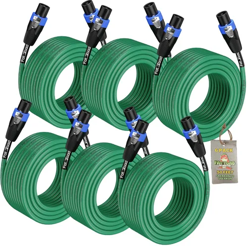Miniatura 12 de Fat Toad Cable Speakon a Speakon de 50 pies (Serie Twist-LockPRO) – Cable verde de 12 AWG con conector para equipo de estudio, DJ y escenario