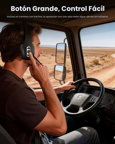 Miniatura 5 de Auriculares Bluetooth Trucker con base de carga, auriculares inalámbricos manos libres con micrófono de cancelación de ruido y botón de silencio