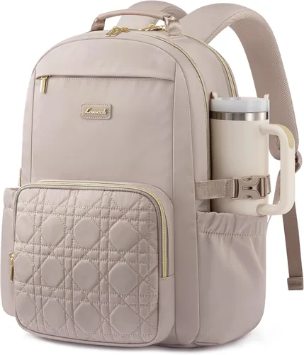 Miniatura 18 de LOVEVOOK Mochila para laptop para mujer con bolsillo para taza de gran capacidad, bolsa de computadora portátil de 15.6 pulgadas, mochila de viaje