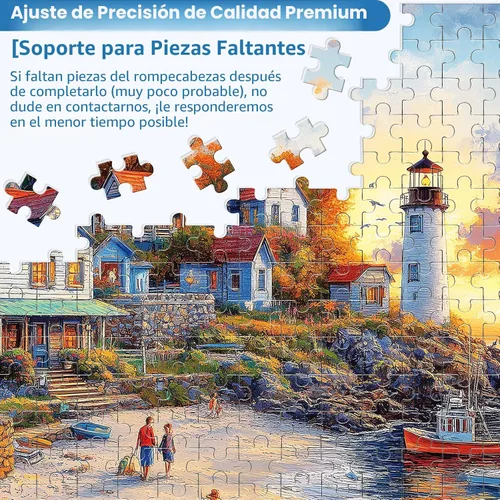 Miniatura 7 de Rompecabezas de 1000 piezas para adultos, rompecabezas de otoño junto al mar, rompecabezas de pueblo pesquero de 1000 piezas, juego creativo