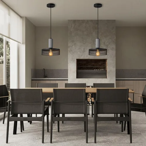Miniatura 5 de Lámpara colgante con hormigón y metal negro lineal moderno industrial colgante de cemento colgante iluminación isla de cocina para dormitorio