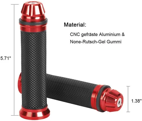 Miniatura 3 de Manillar de motocicleta, manillar de goma de aluminio para motocicleta, compatible con mango de bicicleta de 7/8 (rojo)