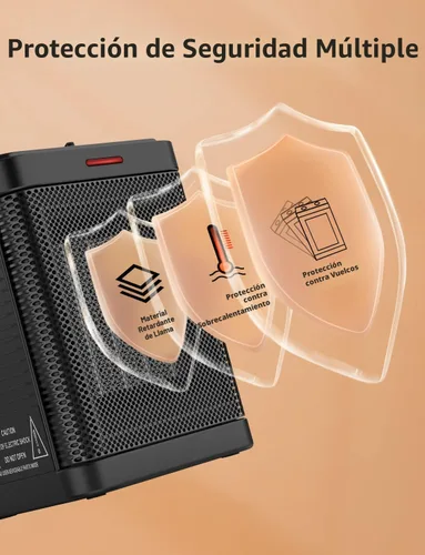 Miniatura 4 de Calentador de espacio pequeño de 1500 W para uso en interiores, calentador de espacio de cerámica PTC con termostato, 3 modos, calefacción segura