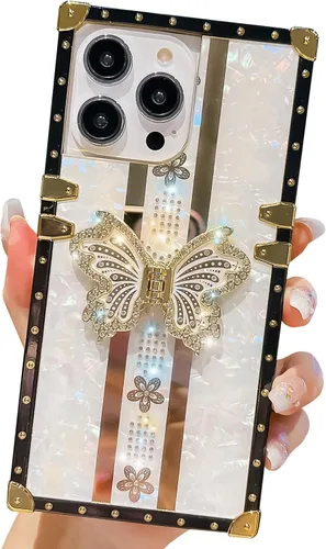 Miniatura 8 de Compatible con Funda Samsung Galaxy S22 Ultra, Diseño de Mariposa Brillante de Lujo con Soporte Plegable Kickstand para Mujeres y Niñas, Funda Rosa