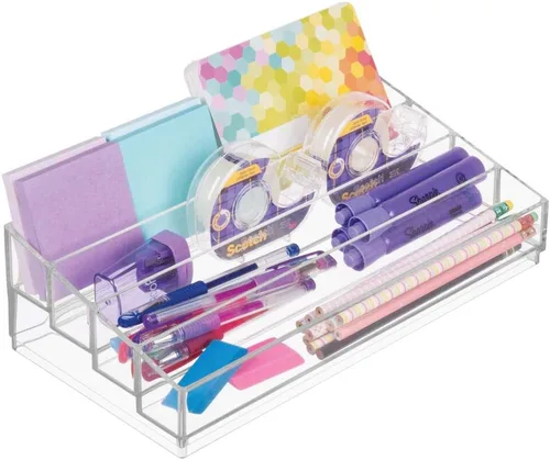 Miniatura 8 de iDesign Organizador de cosméticos y esmaltes de uñas en niveles, colección Clarity, 12.75 pulgadas x 6.5 pulgadas x 3.75 pulgadas, transparente