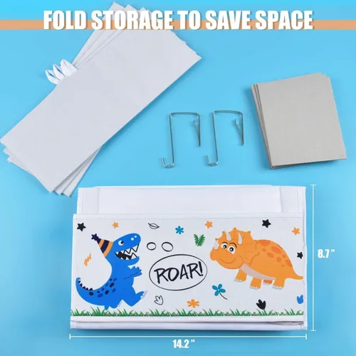 Miniatura 7 de WERNNSAI Organizador colgante de dinosaurio para colgar sobre la puerta, almacenamiento detrás de la puerta con 4 bolsillos transparentes