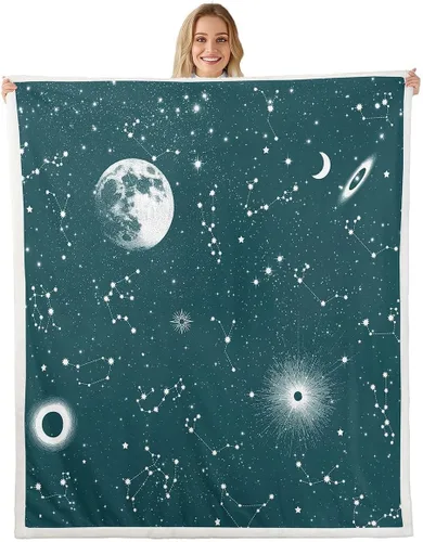Miniatura 11 de Erosebridal Galaxy Fleece Blanket 40x50 Constellation Fuzzy Plush Throw for Sofa Couch Black Nebula Stars Sherpa Blanket Outer Space Starry Sky