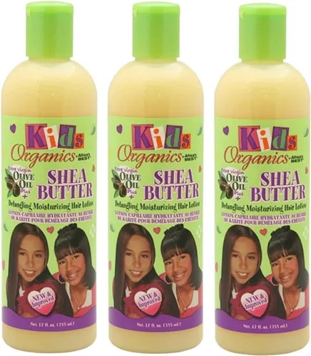 Africa's Best Kids Organics - Loción hidratante desenredante para el cabello, manteca de karité, 12 onzas (paquete de 3)