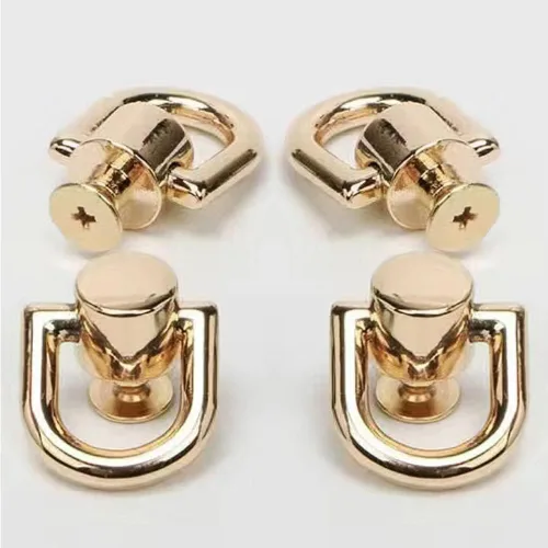 Miniatura 7 de Anillos en D para accesorios de bolso para hacer bolsas, 8 anillos en D de metal y tornillos, anillos en D giratorios de 360 grados para bolso