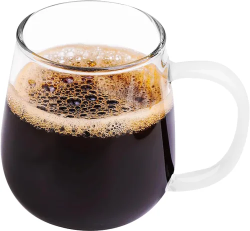 Miniatura 9 de Taza de Vidrio Transparente con Asa Verde, 16 oz, Gran Taza de Café de Borosilicato Alto para Beber o como Regalo
