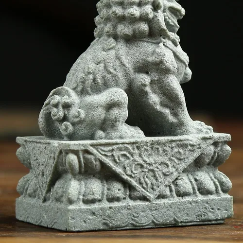 Miniatura 6 de Foo Dogs Estatuas Par de León Guardián Fu Foo Perros Estatuas de Piedra Chino Feng Shui Decoración de inauguración de la casa Felicitaciones