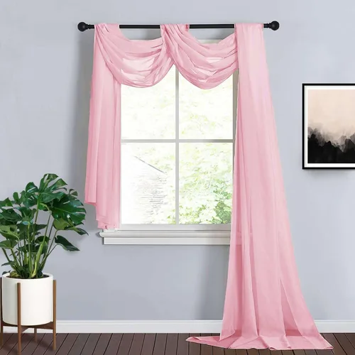 Efavormart - Paneles de cortina de organza transparente rosa de 18 pies, cenefa para ventana, arco de boda, tela drapeada para mesa superior,