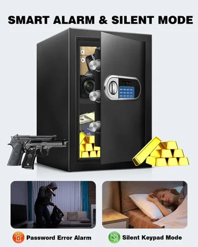 Miniatura 7 de Caja de seguridad de 2.5 pies cúbicos para el hogar, caja de seguridad electrónica digital de acero personal con cerradura de seguridad y luz sensor