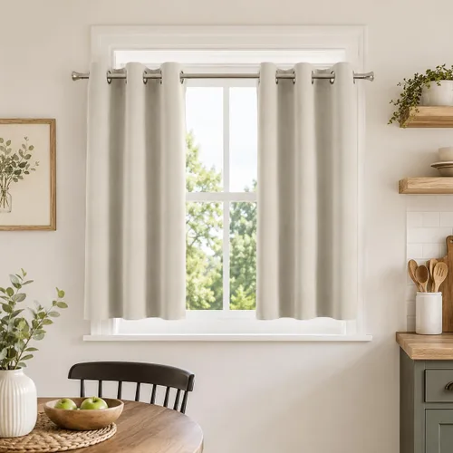 Aquazolax Cortinas opacas de 45 pulgadas de largo, juego de 2 paneles para guardería, cortinas de tratamiento de ventanas con aislamiento térmico de