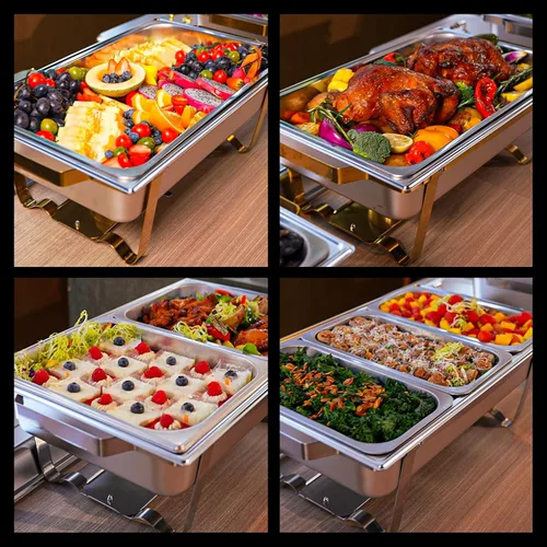 Miniatura 5 de Juego de Platos de Roce Amhier para Buffet 4 Piezas, Juego de Platos de Roce para Buffet de 9 Cuartos de Galón con Combo de Diferentes Bandejas