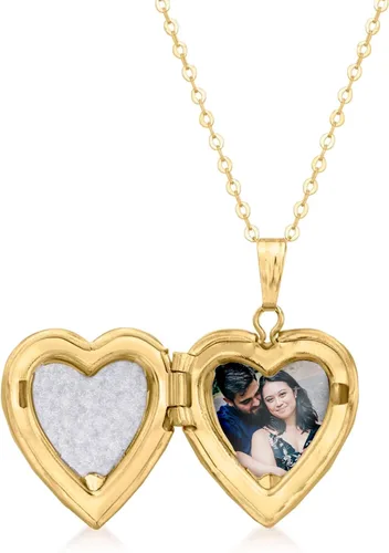 Miniatura 2 de Collar con medallón de corazón floral de oro de 2 tonos Canaria de 10 quilates