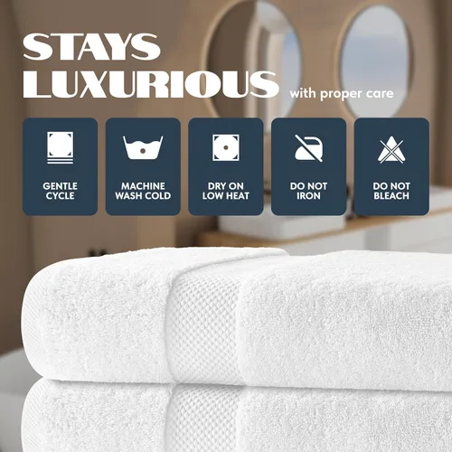 Miniatura 5 de White Classic - Juego de toallas de baño de lujo, grandes, 4 piezas - 700 GSM de algodón turco ultra suave, 27 x 54 pulgadas Toallas de baño