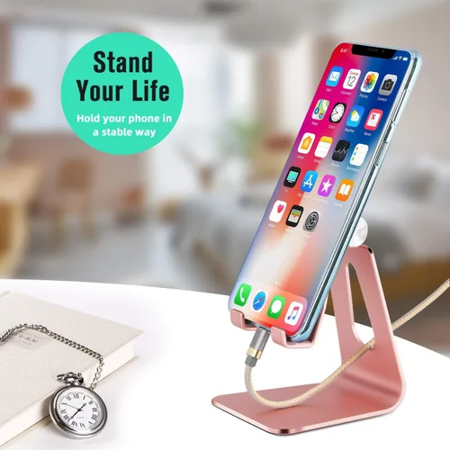 Miniatura 3 de Soporte ajustable para teléfono celular, soporte para tableta, escritorio de aluminio compatible con iPhone 12, iPad, Samsung Galaxy, Google todos