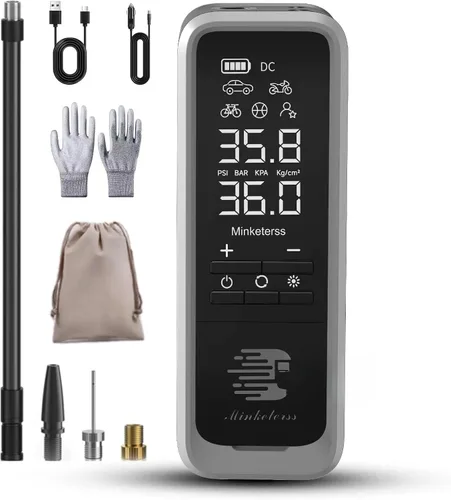 Inflador de neumáticos Compresor de aire portátil para neumáticos de automóvil con medidor digital de presión de neumáticos - Compresor de aire (160