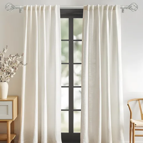 Miniatura 2 de VOIIY Barras de cortina para ventanas de 18 a 42 pulgadas (1.5-3.5 pies), barras de cortina de 3/4 pulgadas de diámetro con remates de jaula