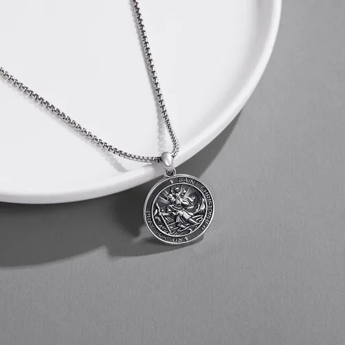 Miniatura 526 de Collar de plata de ley 925 con medalla de San Patrón, colgante de protección católica, amuleto, joyería religiosa para hombres y mujeres