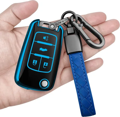 Miniatura 12 de Funda para llave de Chevrolet con llavero, carcasa protectora de TPU suave con protección completa compatible con Chevy Equinox Camaro Cruze Malibu