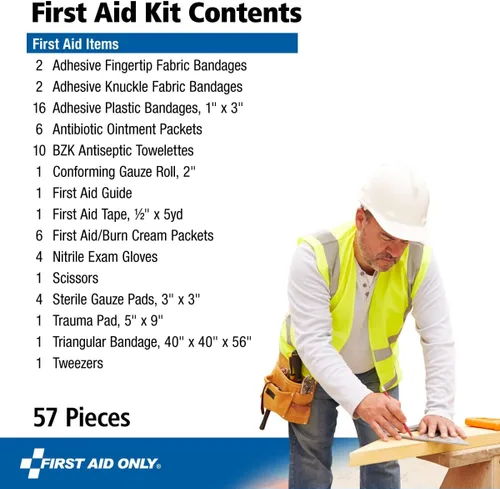 Miniatura 2 de First Aid Only 6060 Kit de primeros auxilios de emergencia multiusos para 10 personas para negocios, lugar de trabajo, hogar y automóvil, 57 piezas