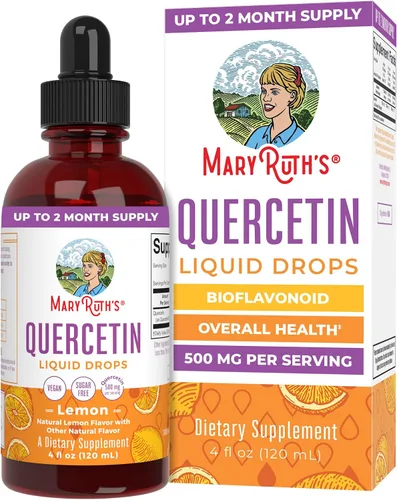 MaryRuth Organics - Gotas líquidas de quercetina, sin azúcar, 500 mg para adultos de 18 años en adelante, salud cardiovascular para adultos,
