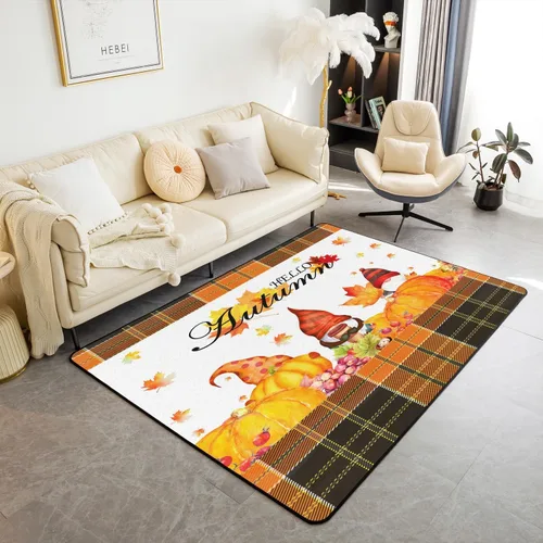 Miniatura 27 de Bonita alfombra de pavo de 3 x 5 para niños y niñas, alfombra de cosecha de Acción de Gracias, alfombra de decoración de otoño antideslizante