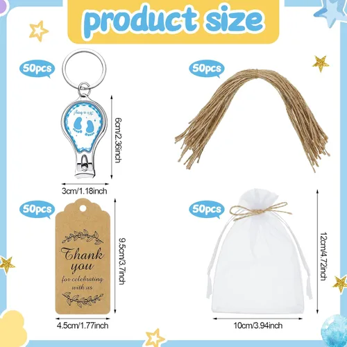 Miniatura 2 de Minatee Juego de 50 abridores de botellas para baby shower, regalos de agradecimiento para invitados de revelación de género (pie de niño)