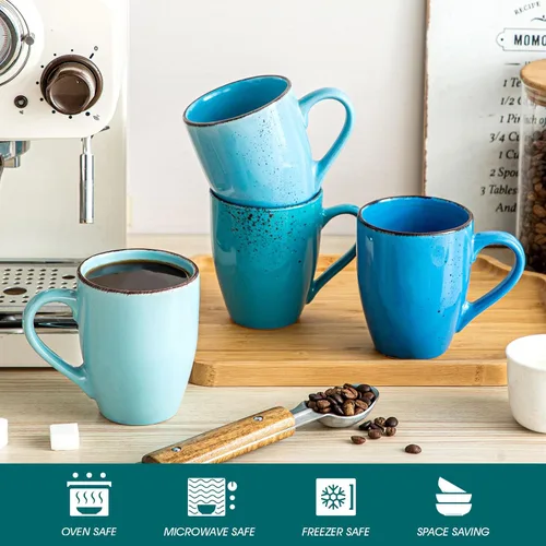 Miniatura 4 de vancasso Navia - Juego de 4 tazas de café de cerámica de 12 onzas para capuchino, café con leche, té, multicolor
