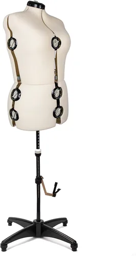 Miniatura 4 de BHD BEAUTY Beige 13 Dials Maniquí femenino ajustable de tela con forma para costura, torso de maniquí con soporte de trípode, hasta 70" de altura